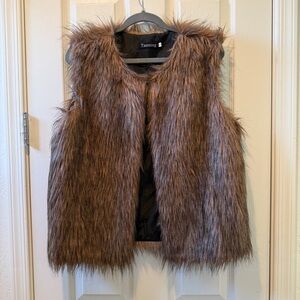 Tanming | Brown Faux Fur Vest | Women’s Large